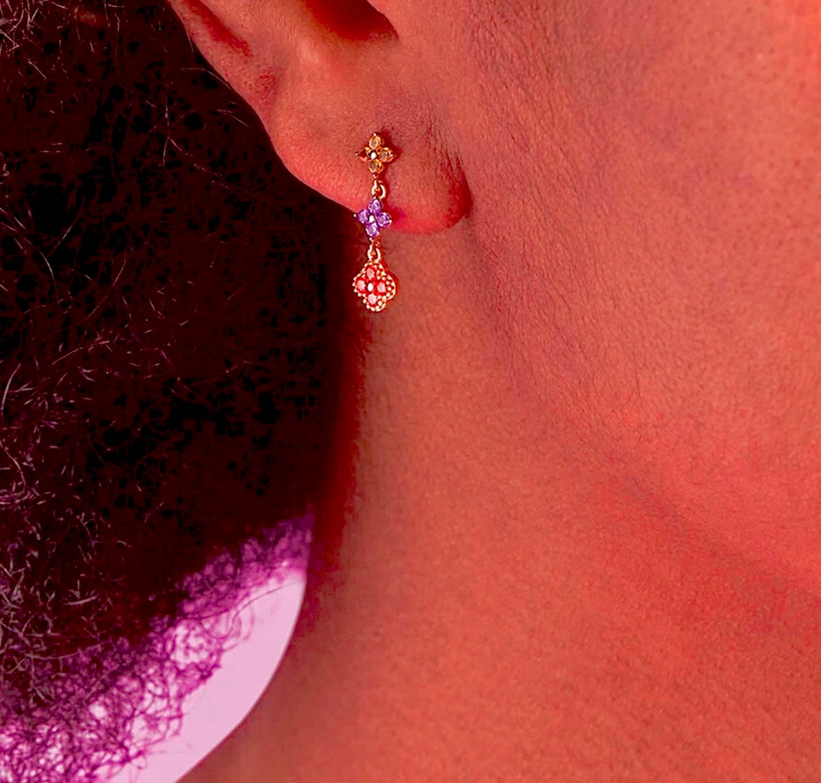 Multi-Coloured 4 Leaf Clover Flower Earrings
