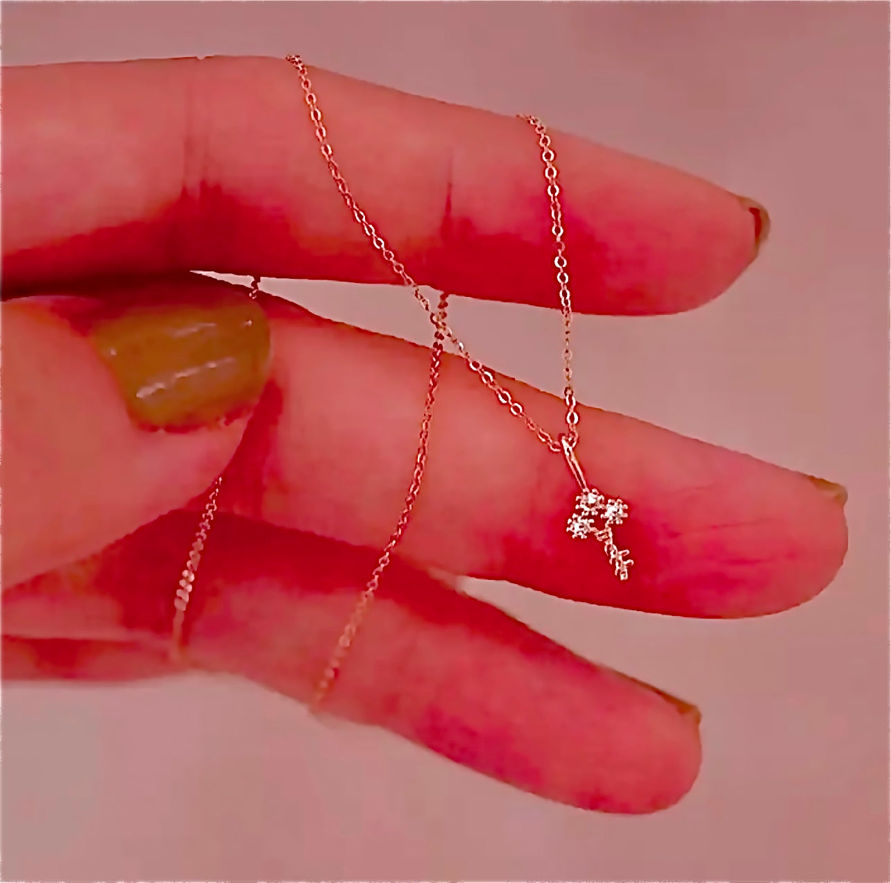 Delicate Clavicle Key Necklace 14K Gold, 925 Sterling Silver