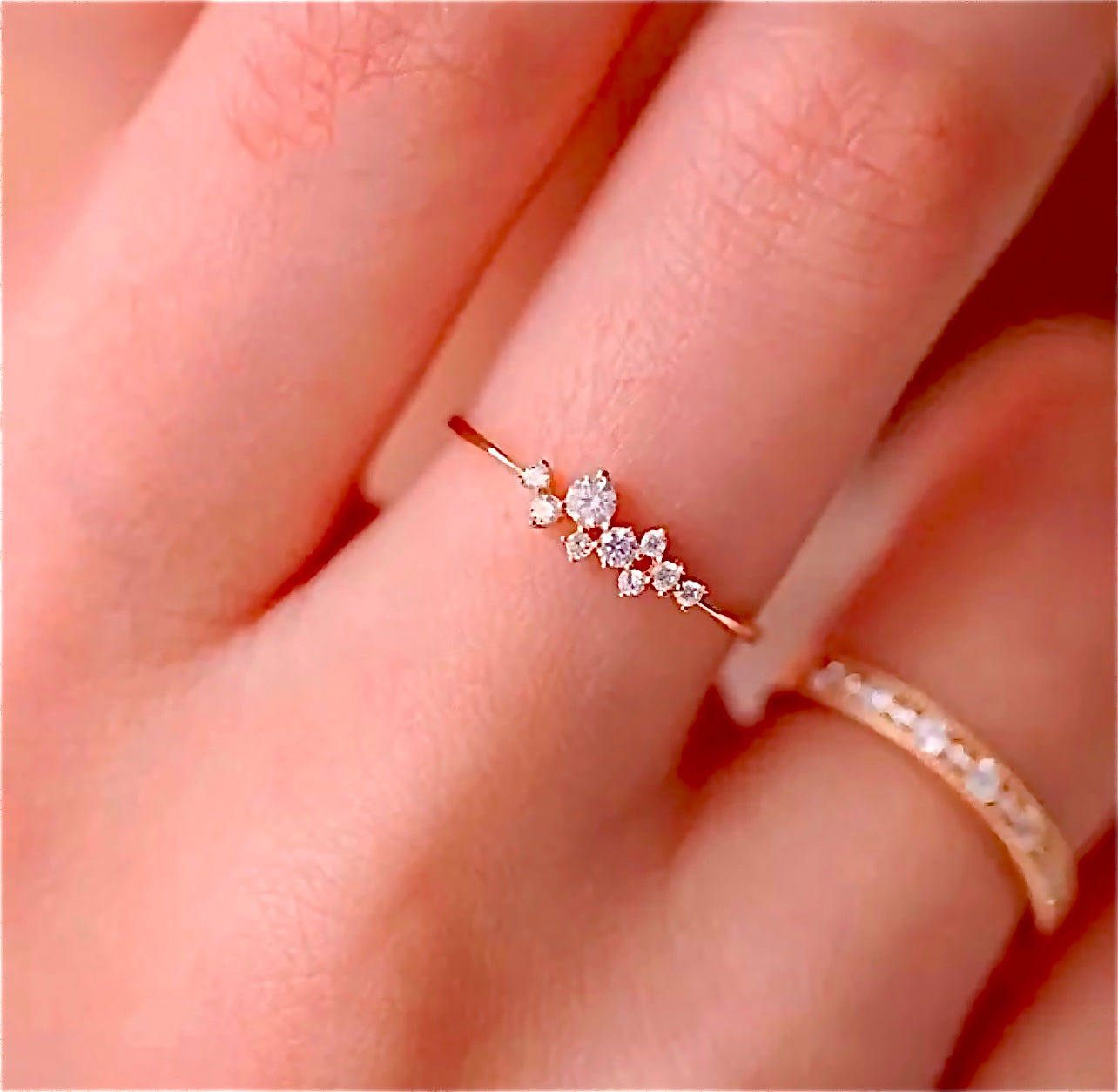Multiple Clusters Ring 14K Gold, 925 Sterling Silver