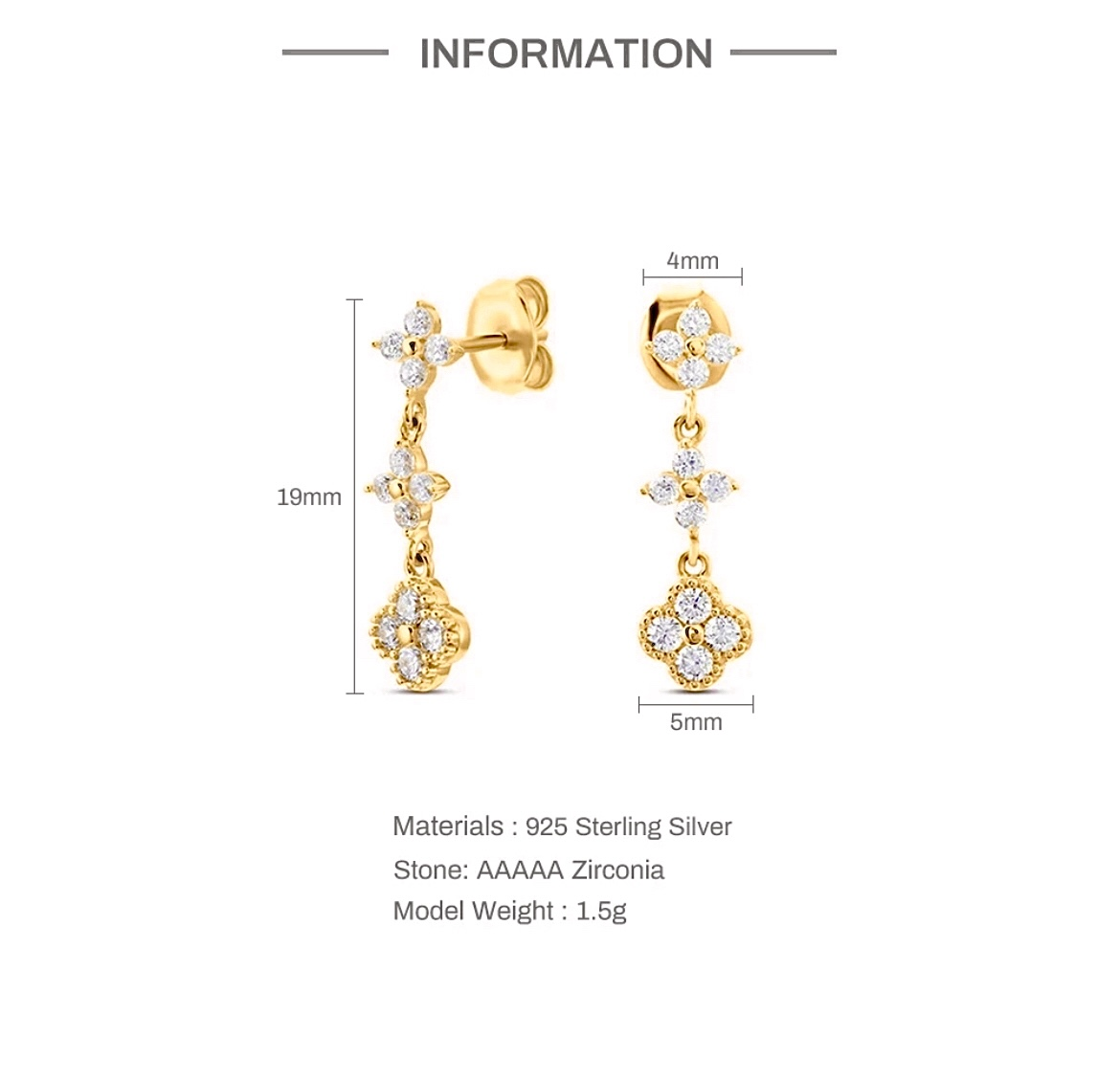 Multi-Coloured 4 Leaf Clover Flower Earrings