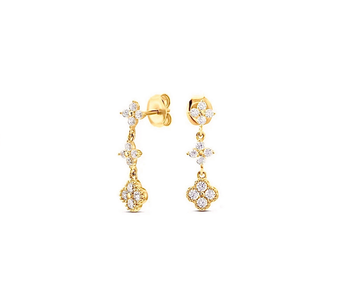 Multi-Coloured 4 Leaf Clover Flower Earrings