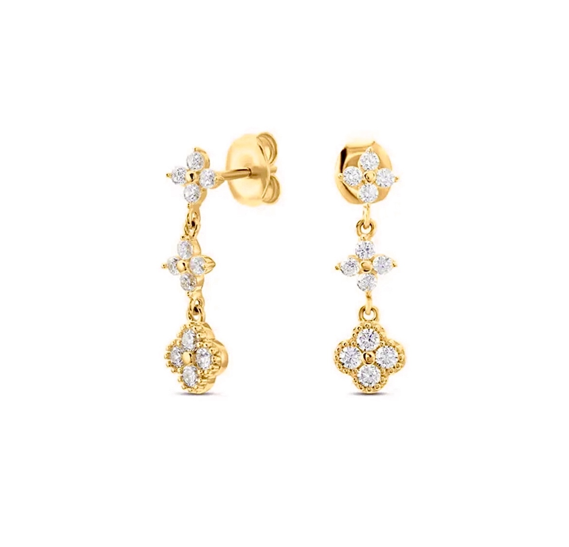 Multi-Coloured 4 Leaf Clover Flower Earrings