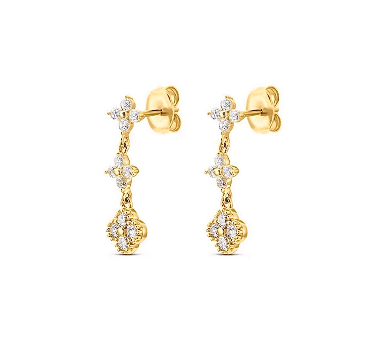 Multi-Coloured 4 Leaf Clover Flower Earrings