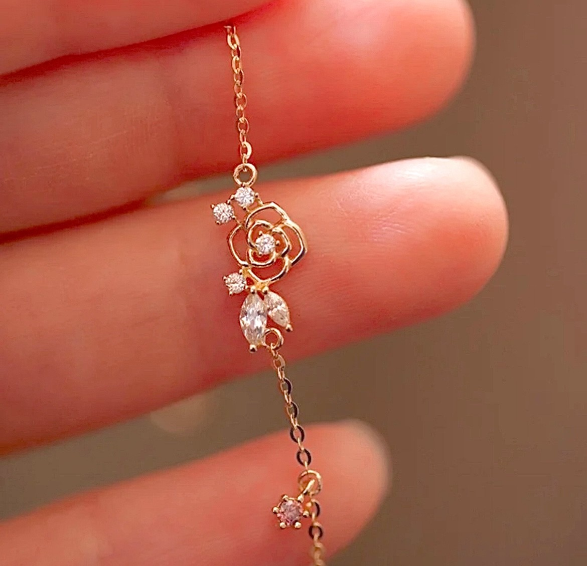 Elegant Delicate Rose Flower Bracelet