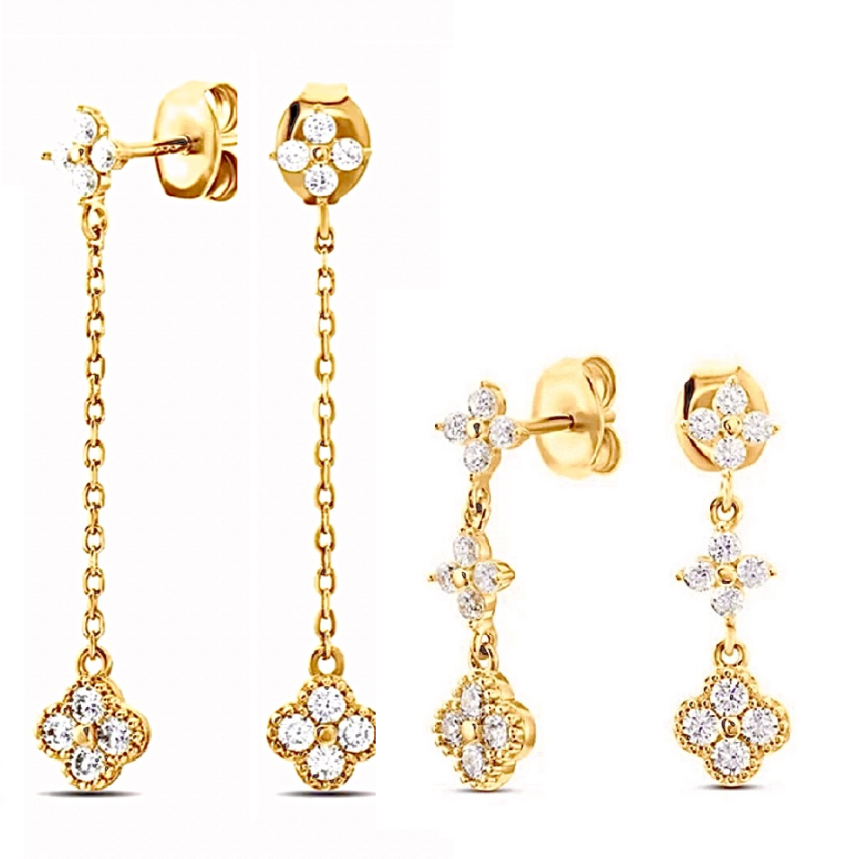 Multi-Coloured 4 Leaf Clover Flower Earrings