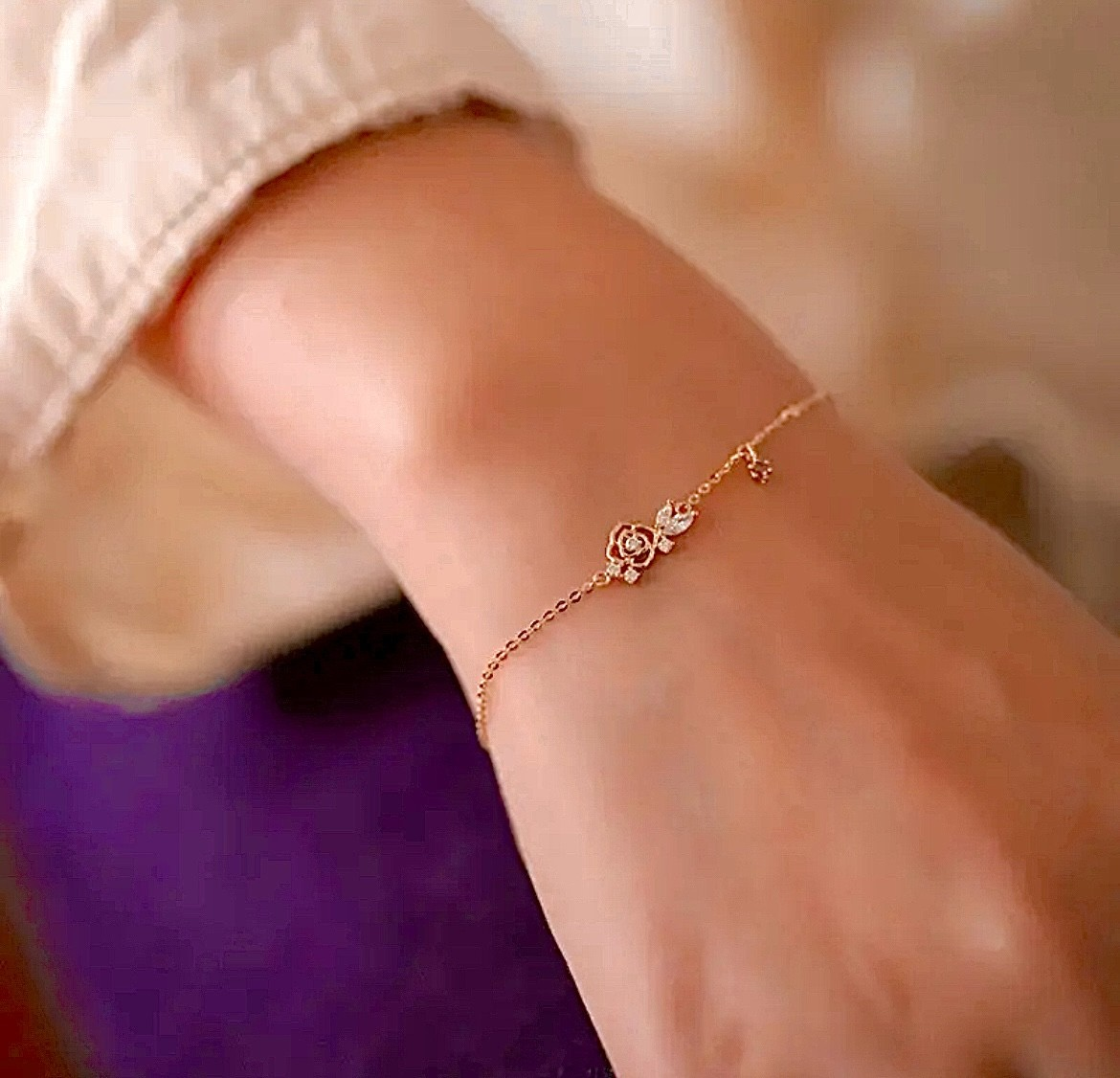Elegant Delicate Rose Flower Bracelet