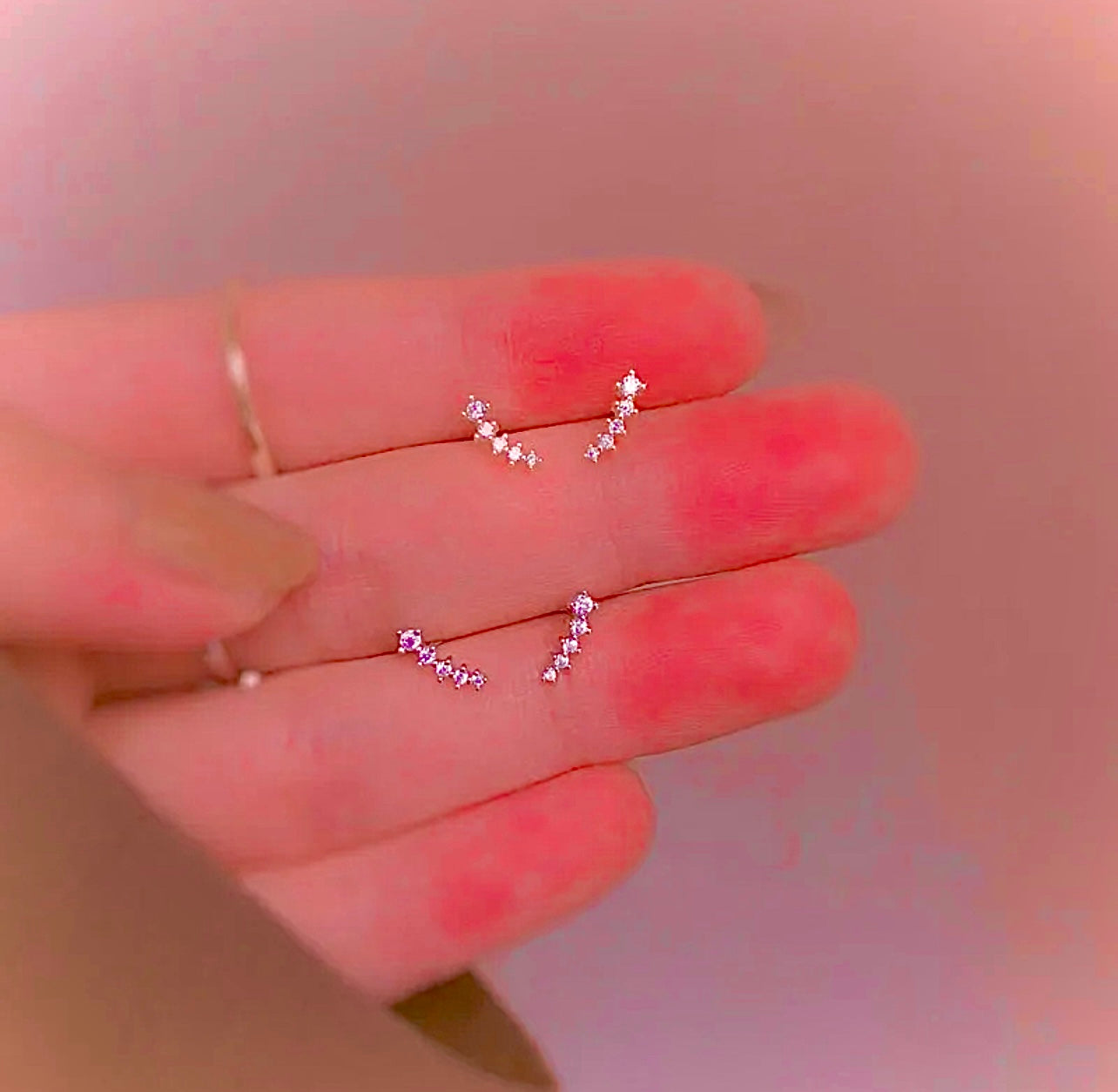 Simple Inlaid Earrings 14K Gold, 925 Sterling Silver