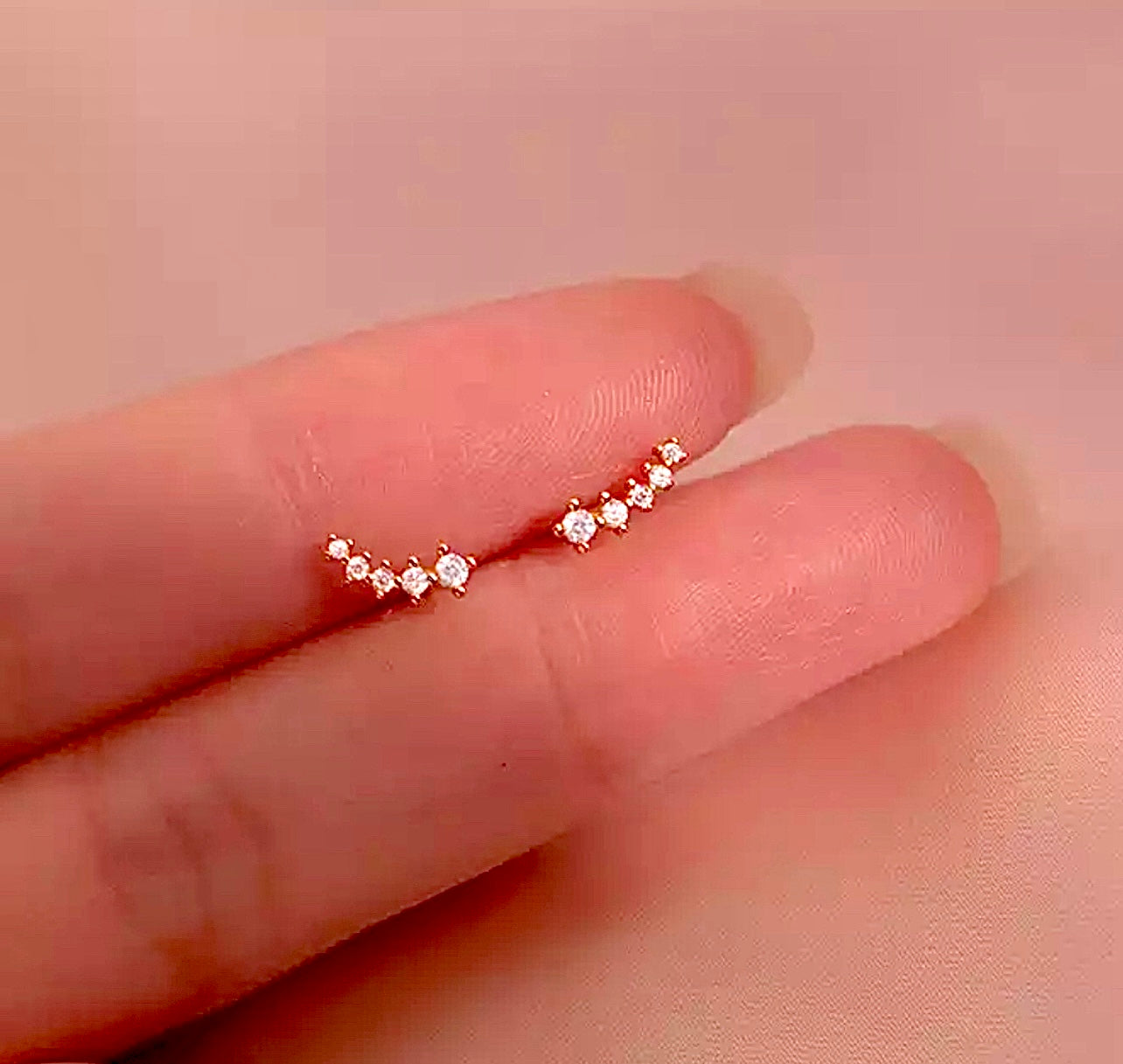 Simple Inlaid Earrings 14K Gold, 925 Sterling Silver