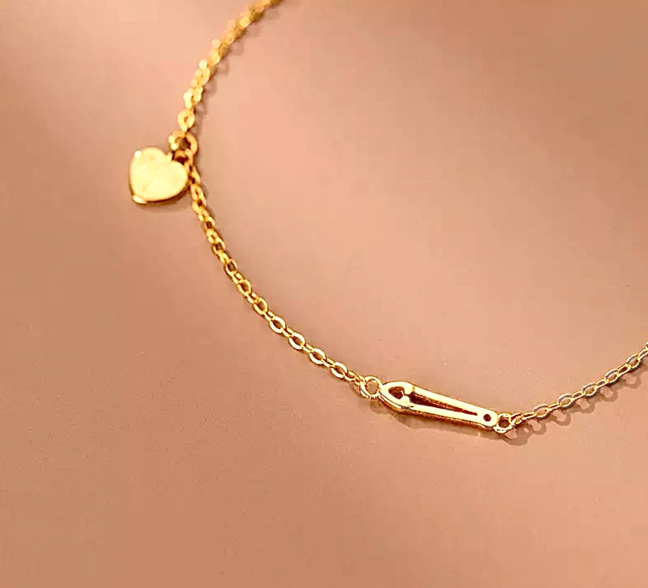Elegant Dainty Love You & I Heart Bracelet 14K Gold, 925 Sterling Silver