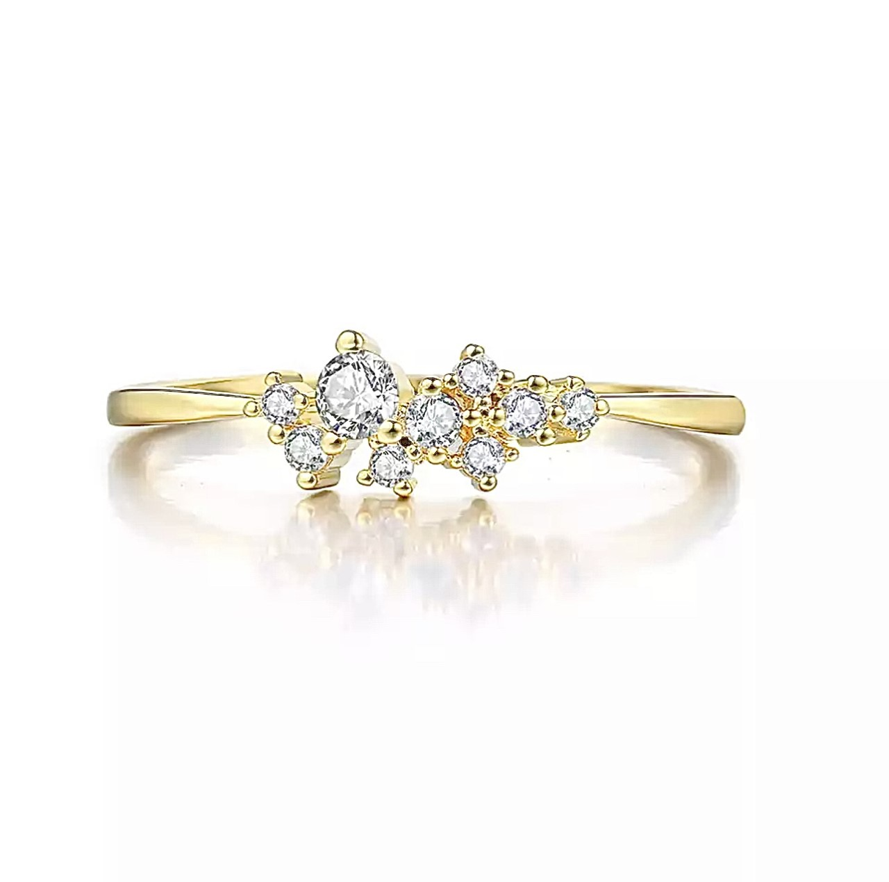 Multiple Clusters Ring 14K Gold, 925 Sterling Silver