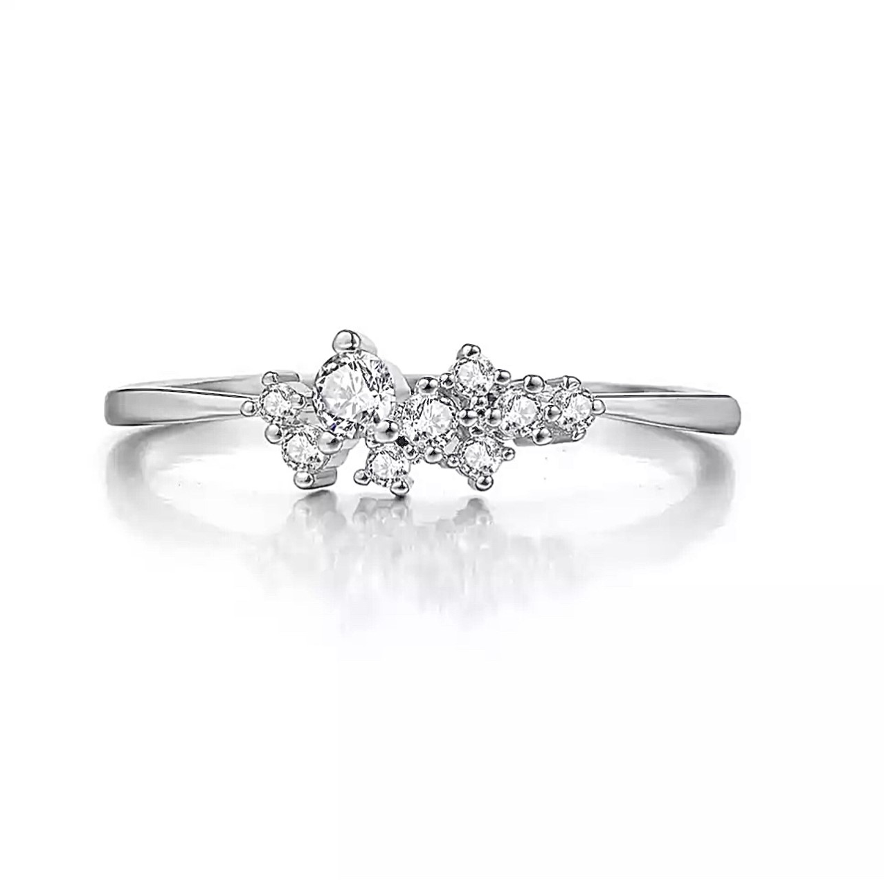Multiple Clusters Ring 14K Gold, 925 Sterling Silver