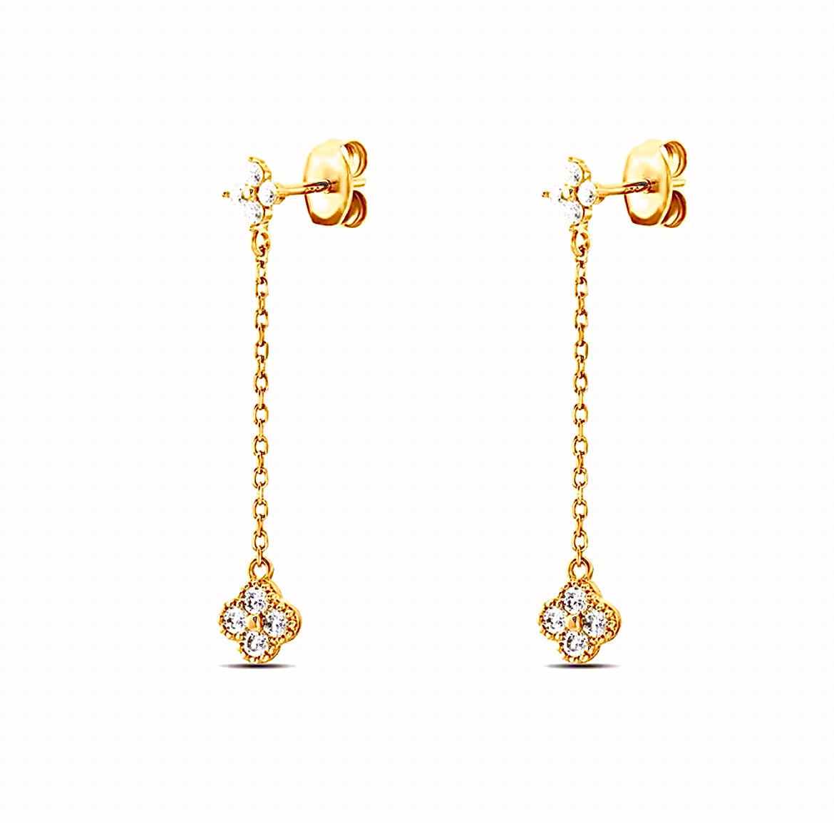 Long Multi-Coloured 4 Leaf Clover Flower Earrings