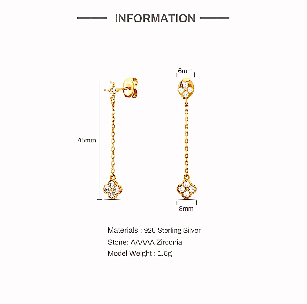 Long Multi-Coloured 4 Leaf Clover Flower Earrings