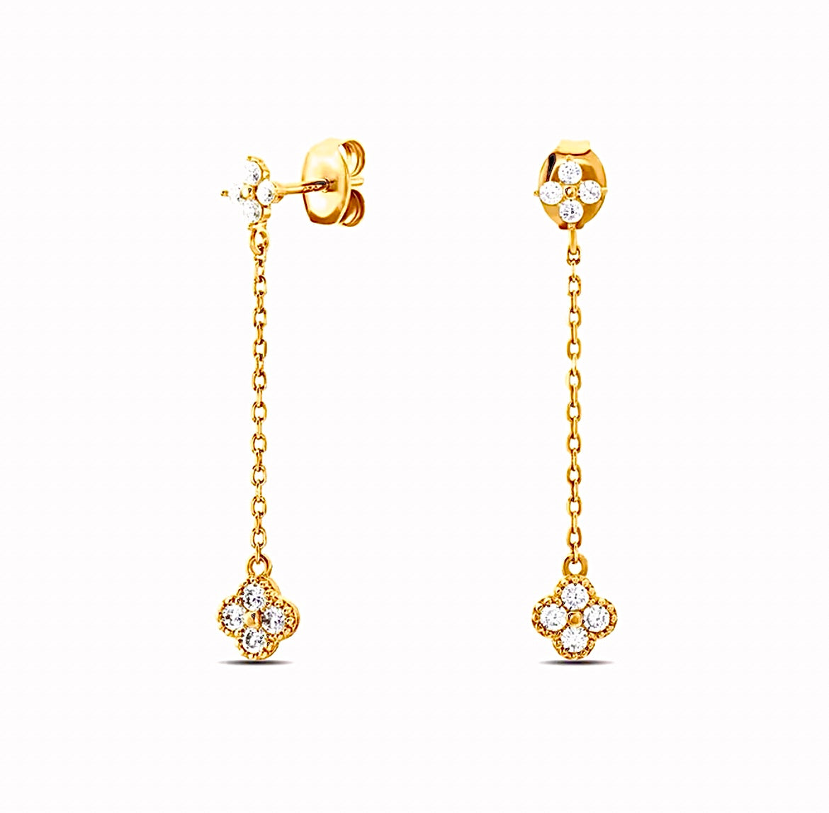 Long Multi-Coloured 4 Leaf Clover Flower Earrings