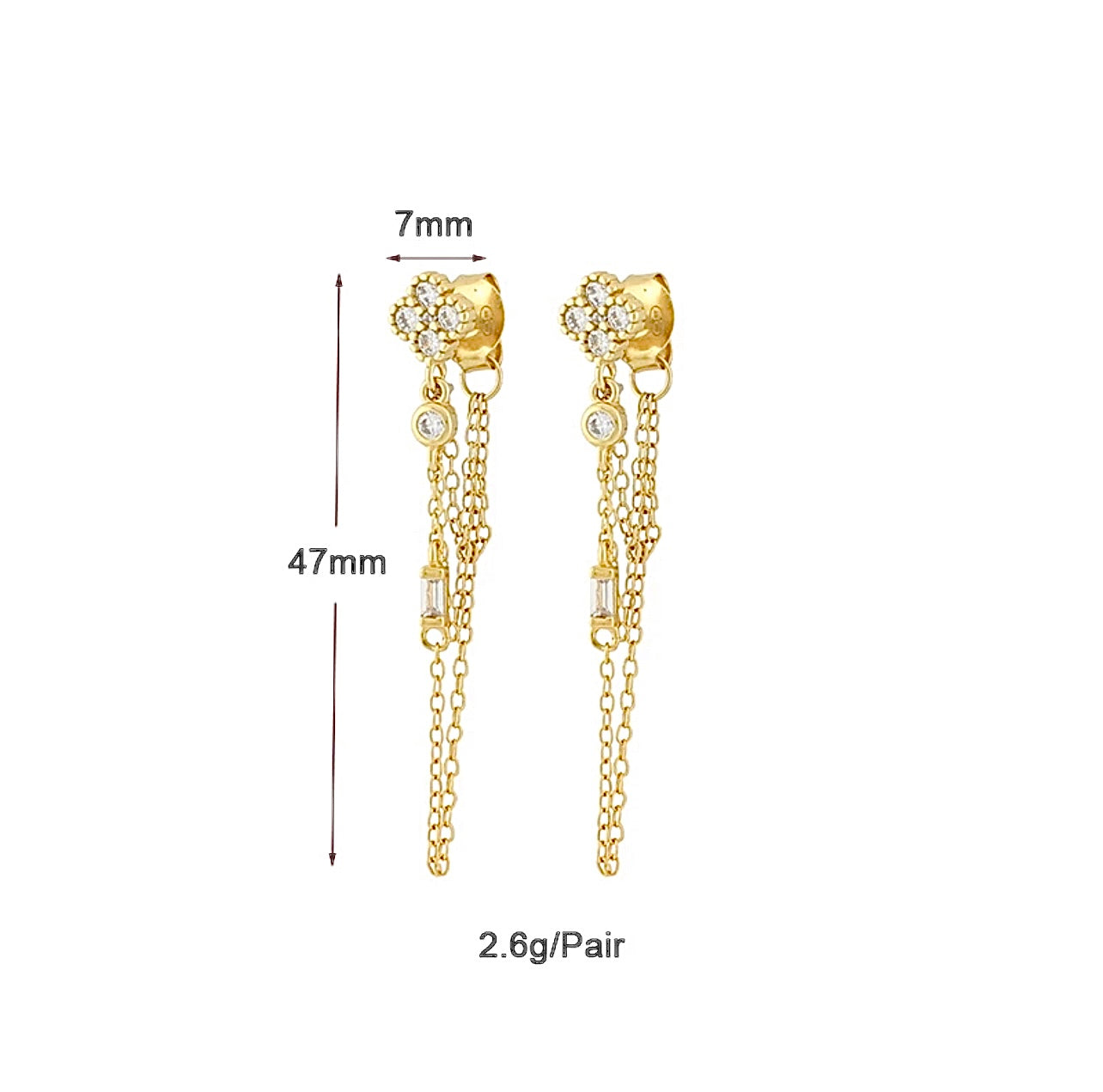 Drop Tassle Hoop Stud Earrings Set 3pcs